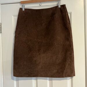 Genuine Sonoma Jean Company 100% Leather Brown Suede Pencil Skirt 14